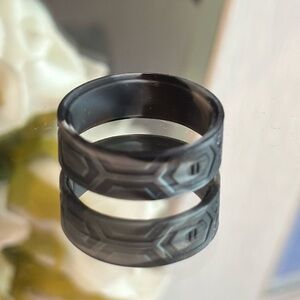 THINDERFIT Men’s Wedding Silicone Ring Flex Camo Gray Black Grooved Reversible